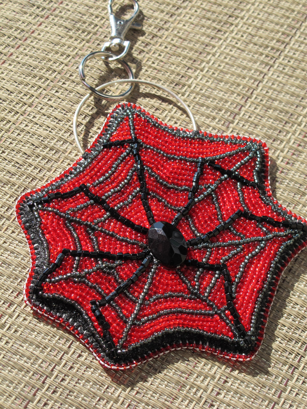 Seven-Legged Spider Bead Embroidered Bag Charm