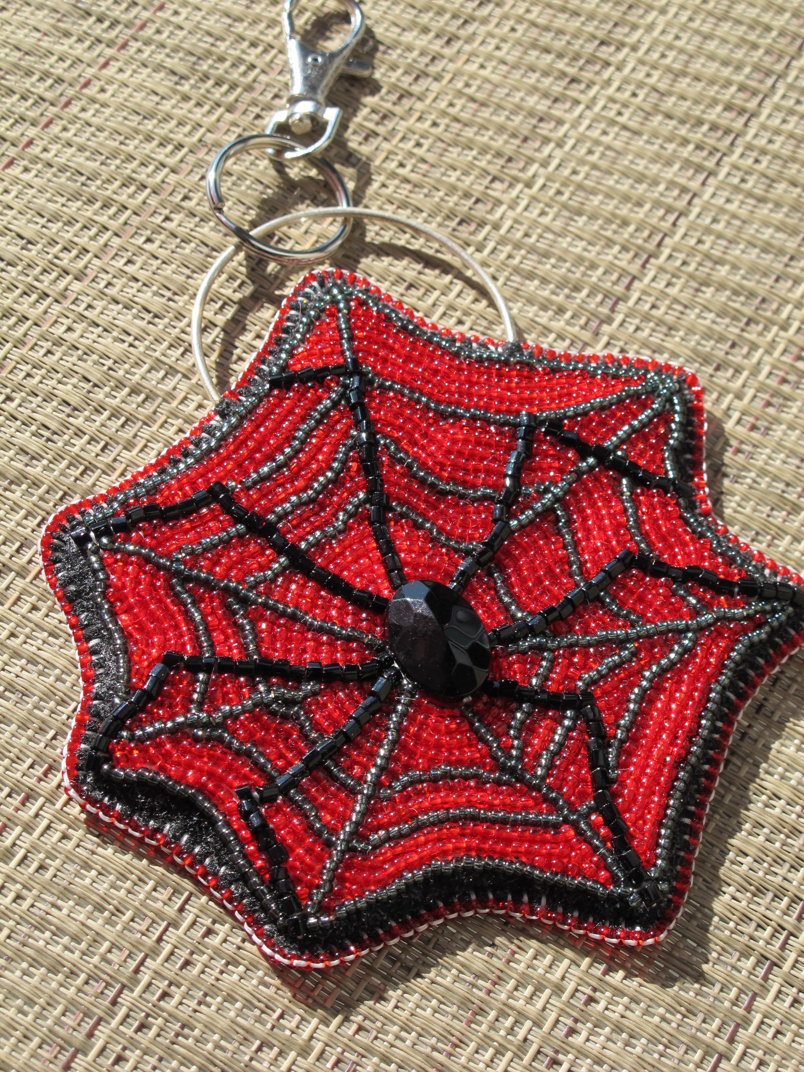 Seven-Legged Spider Bead Embroidered Bag Charm