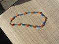 Orange Agate and Cobalt/Sky Blue Beaded Beads Necklace