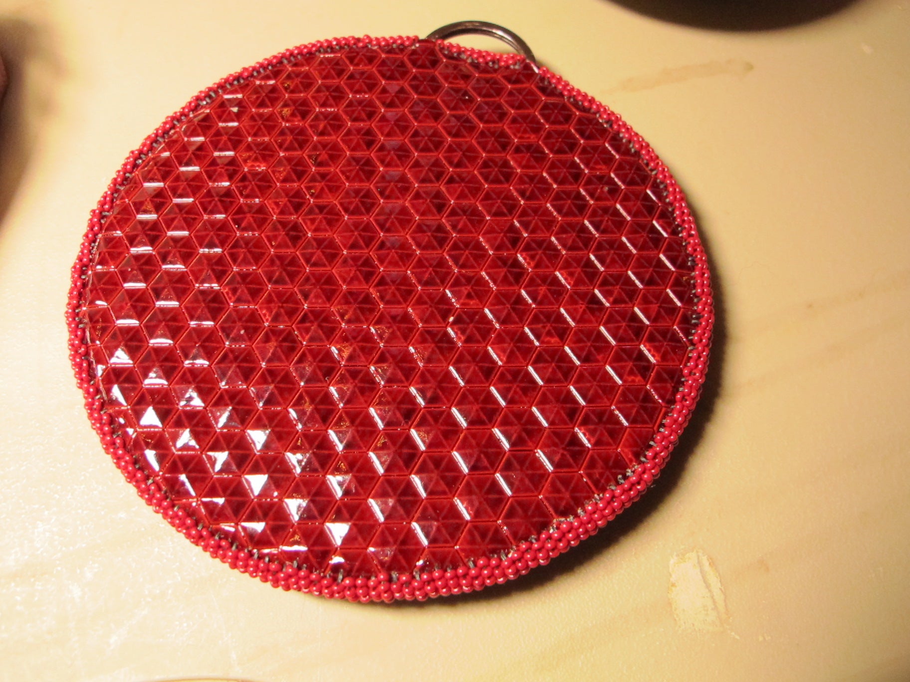 Necronomicon Bead Embroidered Medallion with glass beads and pig suede